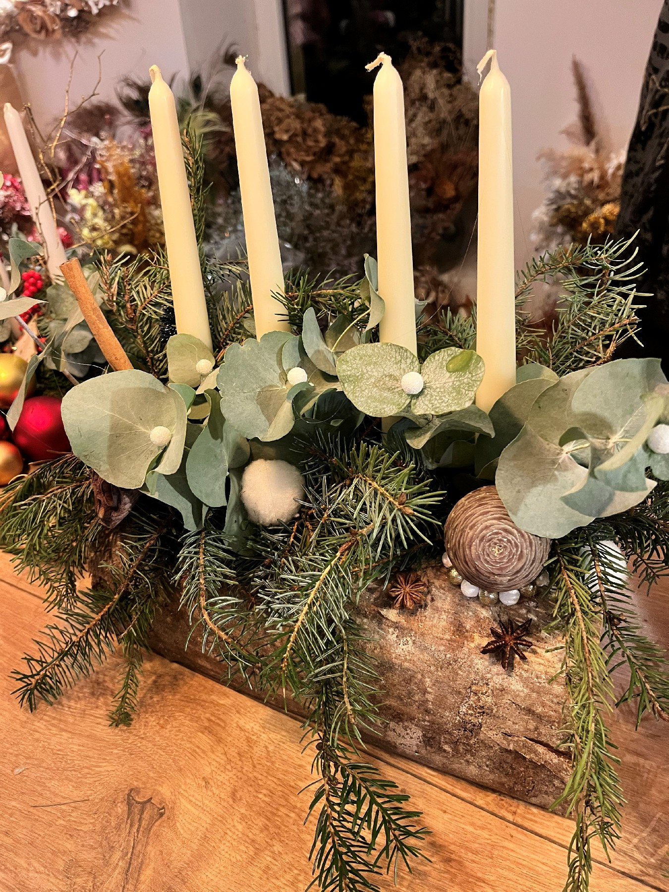 Centre de table en sapin naturel (avec ou sans bougies)